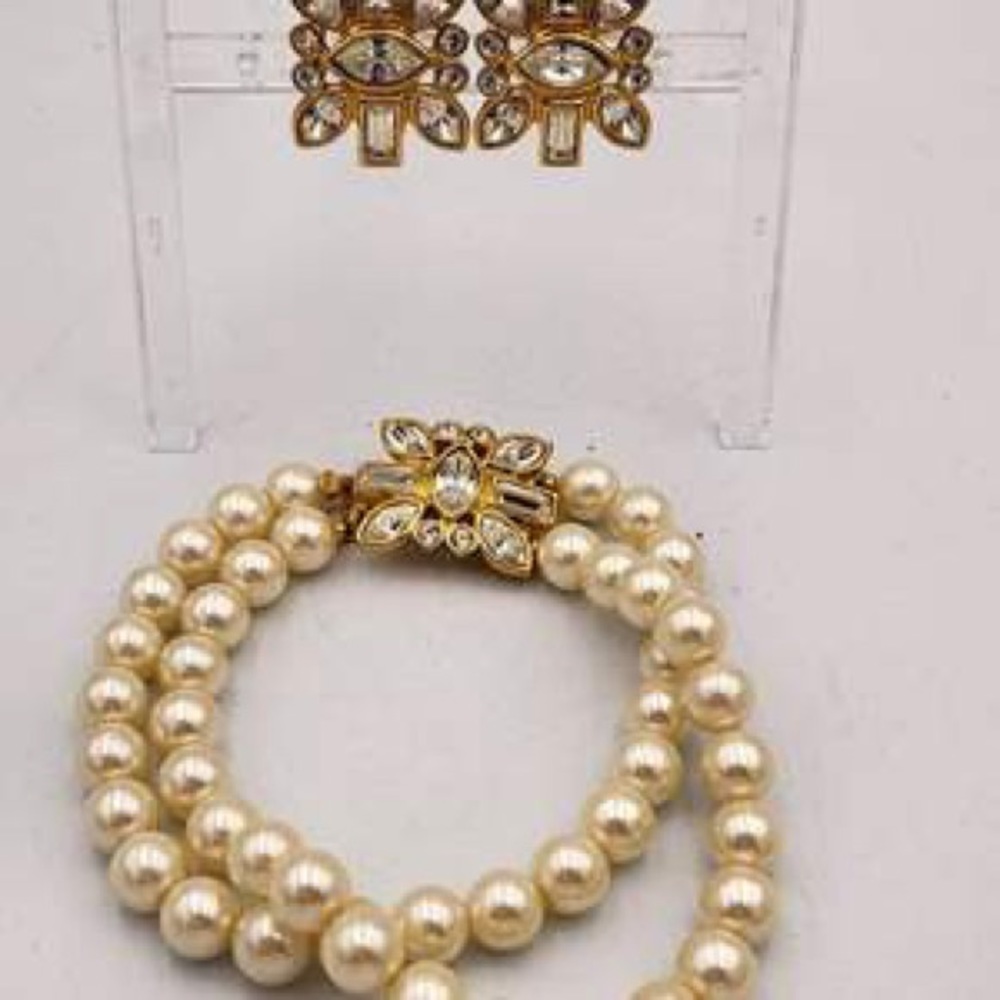 Vintage AVON Earrings and Faux Pearl Bracelet